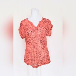 Architect Petites Short Sleeve Orange Patterned Knit Top Size Petite Small PS